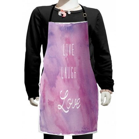 

Live Laugh Love Kids Apron Dreamy Watercolors Brushstrokes with Positive Words Message Boys Girls Apron Bib with Adjustable Ties for Cooking Baking Painting Pale Pink Lavender White by Ambesonne