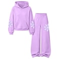thumbnail image 6 of Enjoytime Girls Outfits Floral Print Long Sleeve Hoodie with Wide Leg Pants 2 Piece Set Kids Fall Winter Fashion Comfy Casual Sweatsuit, 6 of 7