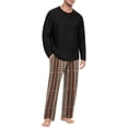 thumbnail image 3 of VV AVEORS Mens Pajama Set Long Sleeve Soft Sleepwear Loungewear Pjs Tops Plaid Pants With Pockets 2 Piece Holiday Sleepwear Earthy Yellow 2XL, 3 of 8