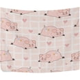 thumbnail image 2 of Cute Cartoon Pigs and Hearts Tapestry Wall Hanging Tapestries Happy Colorful Hippie Psychedelic Art Polyester Carpet Wall Decorative for Living Room Bedroom 60x51inch Gift Decor, 2 of 7