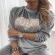 thumbnail image 1 of Women Round Neck Long Sleeve Letter Print Velvet Casual Outwear Sweatshirt Top, 1 of 8