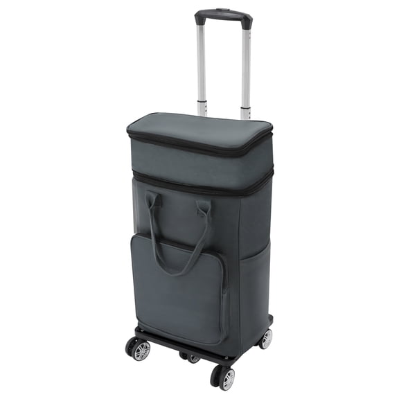 Rolling Shopping Cart ,Portable 2 in 1 Grocery Bag Cart on Wheels Reusable Utility Shopping Trolley Carts with Scalable Handle for Camping Travel, Grey
