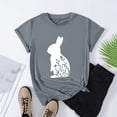thumbnail image 5 of HOMBOM Short Sleeve Womens Dressy Easter Tops Crew Neck Gray T-shirt Easter Bunny Print Summer Tops for Women formal L, 5 of 5