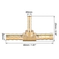 thumbnail image 2 of Uxcell Brass Hose Reducer Barb T-Shaped Connector 6mm x 4mm x 6mm, 2 of 3