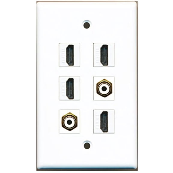 RiteAV - 4 HDMI 2 Port RCA White Wall Plate