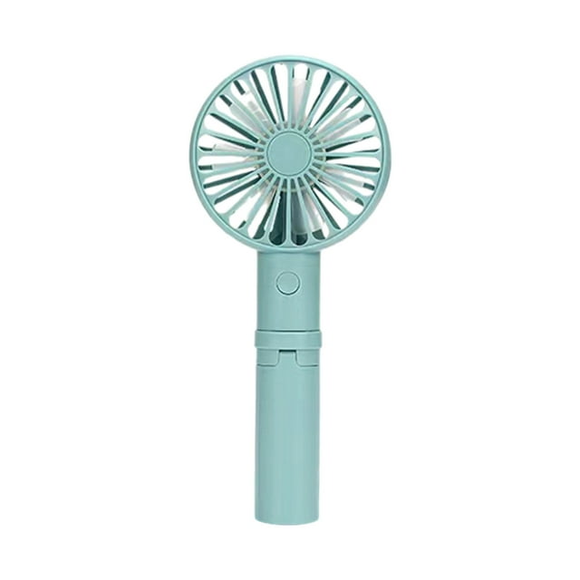 Blue Three Wind Levels Handheld Fan Usb Rechargeable Folding Tripod Stand 7.48X3.14X1.69 Inch With Night Light Portable Low Noise Mini Compact For Travel