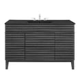 thumbnail image 5 of Single Sink Vanity Cabinet, Dark Grey Gray, Wood, Mid Century Hotel Bedroom Bathroom, Modern Contemporary HB33682, 5 of 11