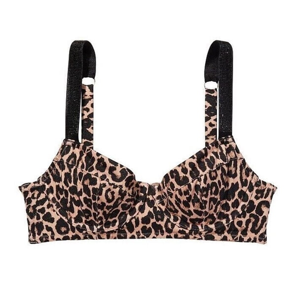 Victoria’s Secret Swim Bikini Top Shine Strap Animal Print Wicked Size 38D NWT