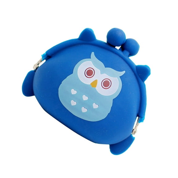 GOOHOCHY Kawaii Cartoon Animal Silicone Jelly Coin Purse Mini Wallet - Blue (Owl)
