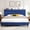 Navy Blue, variant on EnHomee Queen Bed Frame with Adjustable Headboard Upholstered Platform Bed Frame with LED Lights & Charge Station ,Gray