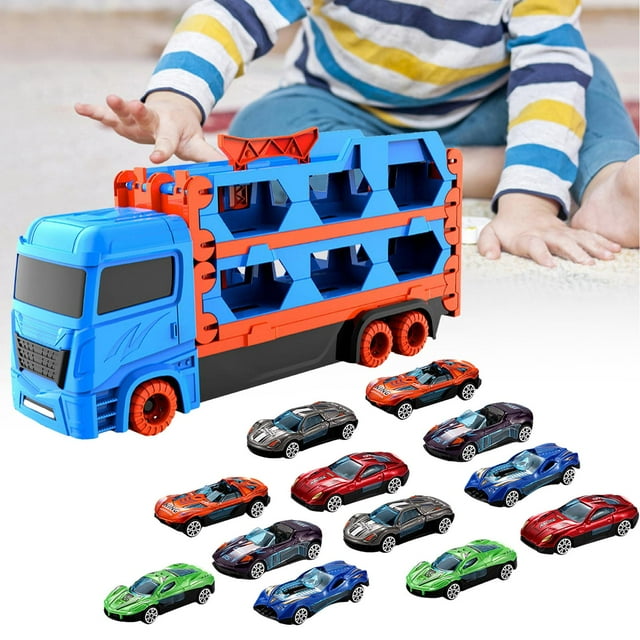 Vehículos de Transporte, Kits de Camiones Portadores de de Juguete, Juego de Vehículos Divertidos de Fácil Uso para Sala de Estar, Hogar, Niños Estilo B