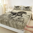 thumbnail image 3 of Manfei Retro Horse Bed Sheets,Rustic Western Farmhouse King Sheets,Beige Black Sheet Set For Men Women,Ultra Soft Home Decor,4pcs, 3 of 7
