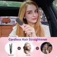 thumbnail image 2 of Foldable Mirror Brush Mini Portable Travel Cordless Negative Ionic Hair Straightener Brush and Curler 2 in 1 - Hot Comb Pink, 2 of 9