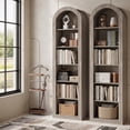 thumbnail image 4 of Fnova 74.8" Open Arch Bookcase, 6-Tier Display Storage Shelf, Space-Saving Farmhouse Bookshelf for Living Room, Bedroom, Home Office, Grey, 4 of 9