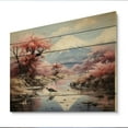 thumbnail image 2 of Designart "Pink Mount Fuji Japanese Icon in Art I" Japanese Print on Natural Pine Wood, 2 of 5
