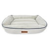 Vibrant Life Lounge Style Pet Bed, Large, Gray Pumice with Blue Piping