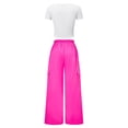 thumbnail image 5 of BXSRUTA Big Girls 8-13 Years 2 Piece Outfit Floral Print Crop Top & Wide Leg Pants Set Breathable Casual Summer Clothing with Pockets Elastic Waist, 5 of 8