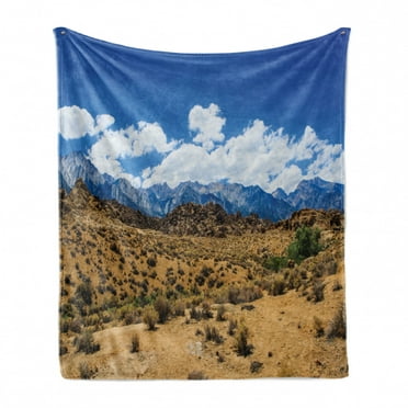 Alabama Soft Flannel Fleece Throw Blanket, Landscape of Barren Lands of Nevada Mountains with Rock Formations on the Slopes, Cozy Plush for Indoor and Outdoor Use, 60" x 80", Multicolor, by Ambesonne