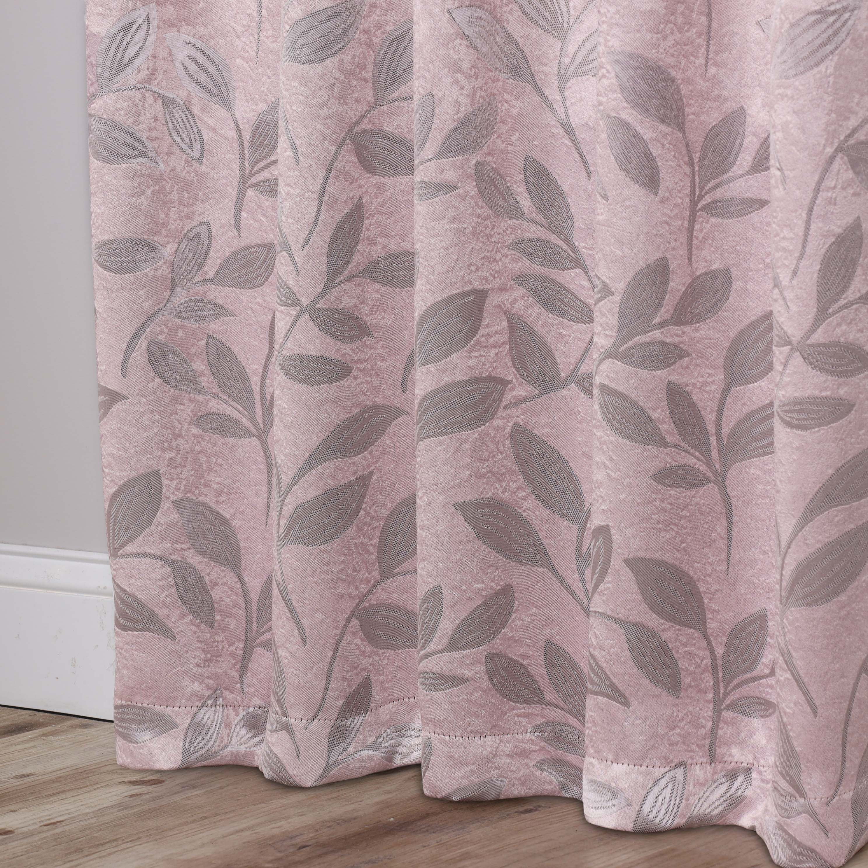 Superior Blackout Leaves Curtains Set of 2, Light Filtering Grommet Curtain Panel Set, Blush, 46"W x 63"L