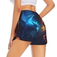 thumbnail image 4 of Picia Red And Blue Fire Dragon C Pattern Women's 2 in 1 Athletic Running Shorts High Waisted Workout Casual Gym Sweat Shorts with Comfy Liner Zipper Pockets-X-Large, 4 of 9