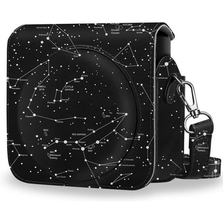 Protective Case Compatible with Fujifilm Instax Square SQ6 Instant Film Camera - Premium PU Leather Bag Cover with Removable Adjustable Strap, Constellation
