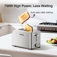 thumbnail image 4 of Tomeem 2-Slice Toaster with 6 Shade Settings, Removable Crumb Tray and Self-centering Guide, Stainless Steel, 4 of 10