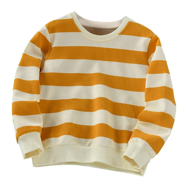 Splozh Chandail en Molleton Basique en Coton pour Filles et Tout-Petits, Chandail à Capuchon à Manches Longues Confortable et Doux, Col Rond, Jaune, 5-6 Ans