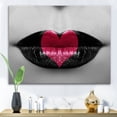 thumbnail image 2 of Designart ' Red Heart In Monochrome Lips ' Modern Canvas Wall Art Print, 2 of 4