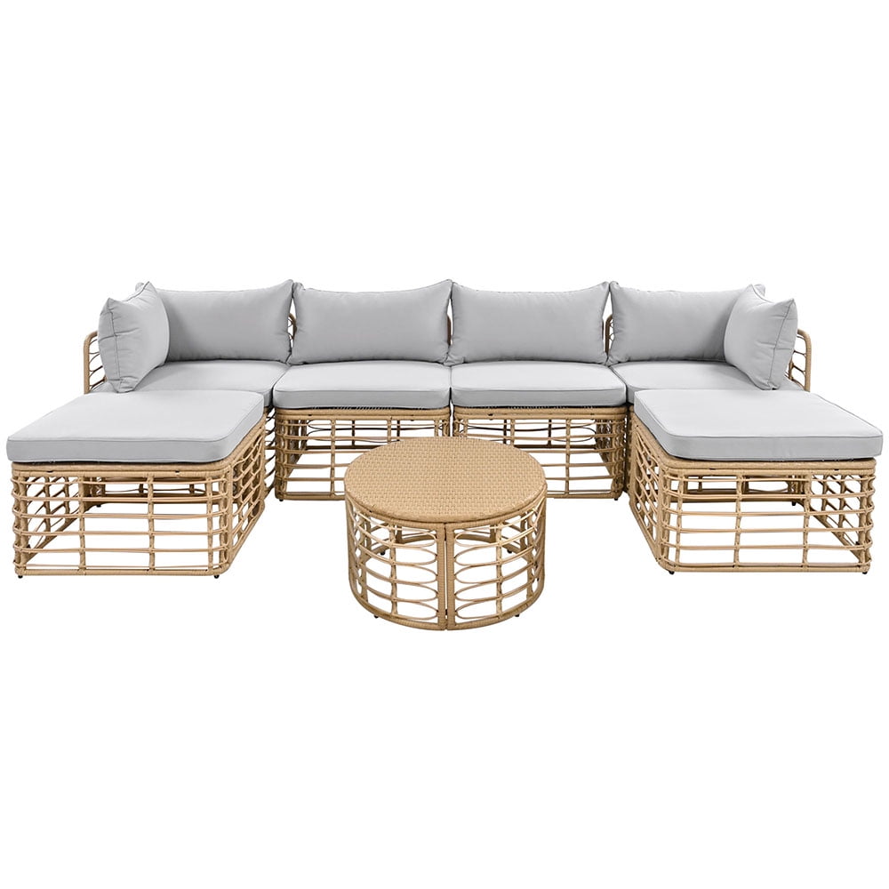 GVN Versatile Wicker Sofa Set, Complete Patio Sets with Round Table, Ideal for Outdoor Gatherings GVN Versatile Wicker Sofa Set, Complete Patio Sets with Round Table, Ideal for Outdoor Gatherings