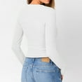 thumbnail image 6 of Women's Long Sleeve Henley Ribbed Fall Top Casual Winter T-Shirt, 6 of 9