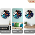 thumbnail image 4 of A 10-inch 2D flat "Fish School" themed wooden silent wall clock is an excellent choice for Halloween/Easter/Christmas gifts and is suitable for modern home decoration art., 4 of 7