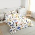 thumbnail image 3 of Feelyou Blue Groovy Floral Queen Comforter Set for Kids, Rustic Daisy Botanical Bedding Sets, Kawaii Cartoon Flower Reversible Bedding Comforter Set, Microfiber Bedroom Decor, 3-Piece, 3 of 8