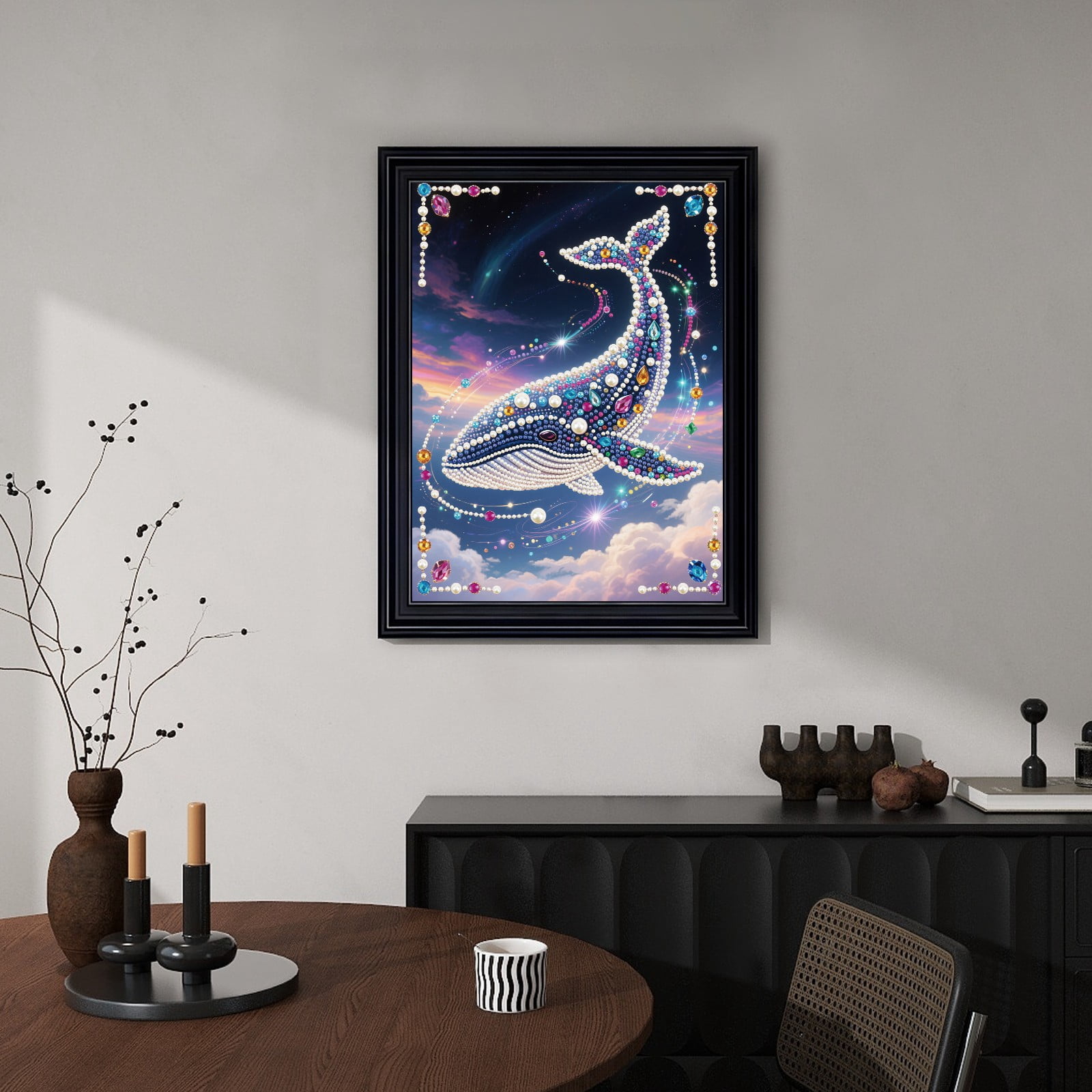 FLOPESN DIY Gemstone Pearl Diamond Art Painting Kit Unframed, 9.84X13.78in, Colourful Canvas Holiday Present Home Wall Decor Unframed-Whale-1