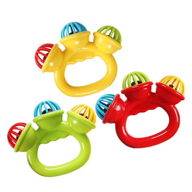 3 Pcs Soothing Toys Percussion Instrument Jingle Bell Toy Baby Toddler Plastic Music Rattles Tambourine Small Hand Infant Assorted Color