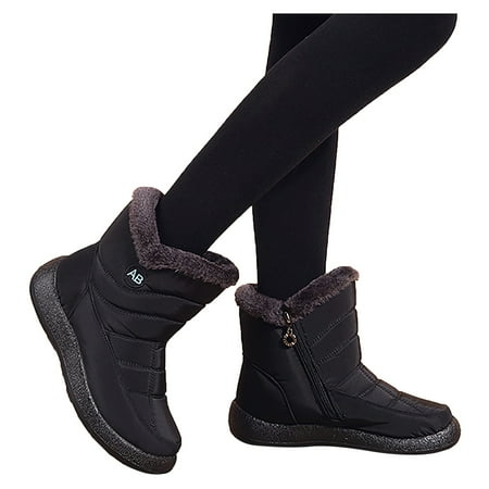 

Gubotare Womens Boots Winter Women s Ankle Boots Classic Chunky Heel Modern Short Slip On Zipper Shoes Black 7
