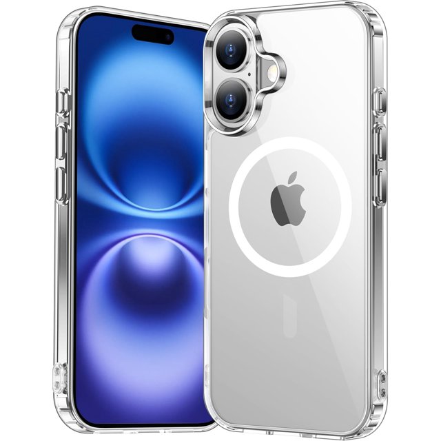 Magnetic Case for iPhone 16 Compatible with MagSafe Wireless Charging, Shockproof Phone Bumper Cover, Anti-Scratch Clearview