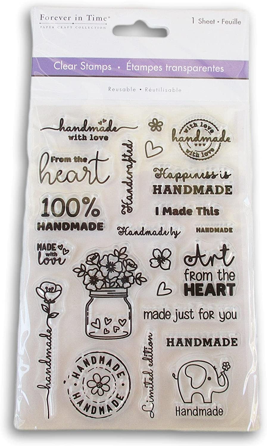 Clear Reusable Stamps Handmade with Love Beautiful Stamps for Craft