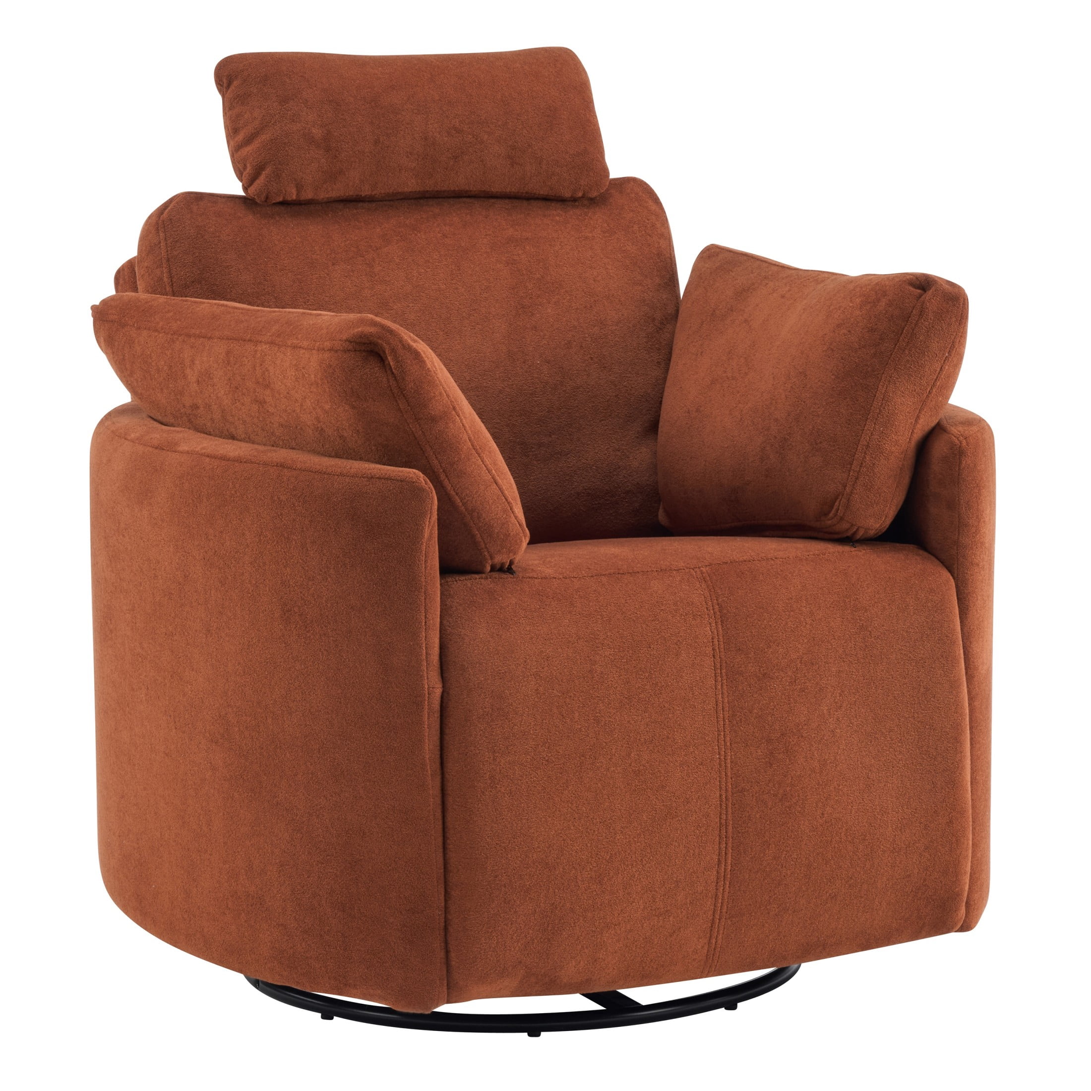 Christopher Knight Home Modern 360° Swivel Glider Recliner Chair with Adjustable Headrest and Pillows, Pumpkin Red