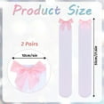 thumbnail image 3 of Monebena 2 Pairs Black Thigh High Socks with Bow, White Sheer Stockings with Pink Bow, Satin Bow Stockings Women Knee Highs Stockings for Girls, Over Knee Long Stockings with Pink Bows M01, 3 of 7