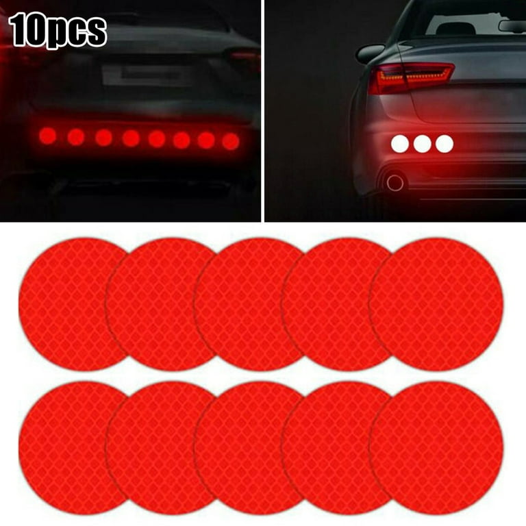 10 Pcs Red Plastic Rectangular Stick-on Car Reflector Reflective Sticker  Decor