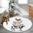 thumbnail image 3 of Round Rugs 3.3 Ft, Farm Animals Non Slip Area Rugs for Kitchen Bedroom Entryway, Watercolor Farmhouse Cow Pig Chickens Sheeps Washable Carpet Runner Rug Floor Mats for Bedroom Home Decor, 3 of 8