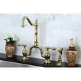 thumbnail image 3 of Kingston Brass KS7752ALBS English Country Center Deck Mount Bridge Kitchen Faucet with Side Sprayer, Polished Brass, 3 of 3