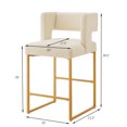 thumbnail image 3 of Set of 2 Modern Counter Height Bar Stools, 26 Inch Velvet Upholstered Bar Stools with Square Open Backrest, Counter Chairs Barstools with Gold Metal Frame for Kitchen Island, Cream, 3 of 6