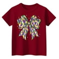 thumbnail image 3 of Abcomgle Mardi Gras Shirts for Girls Carnival Purple Green Yellow Bow T Shirts for Girls Crewneck Short Sleeve Shirts for Kids Girls Spring Funny Parade Tee Top Girls, 3 of 4