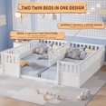 thumbnail image 4 of Twin Size Horizontal Floor Bunk Bed Frame with Semi-Enclosed Safety Guardrails, Wood Low Profile Kids Bed with Open Entrance, 4 of 9