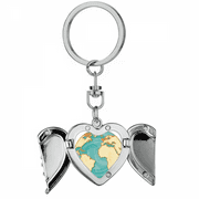 Earth Blue Ocean Yellow World Heart Angel Wing Key Chain Holder