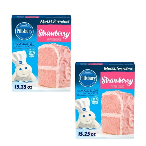 ( 2 Pack ) Pillsbury Moist Supreme Premium Strawberry Cake Mix 15.25 Oz
