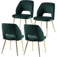 thumbnail image 2 of 4pcs Velvet Upholstered Dining Chairs with Gold Metal Legs and Hollow Back, Modern Accent Parsons Diner Chair with Metal Legs and Padded Seat, Suitable for Dining Room, Office, Restaurant, Dark Green, 2 of 6