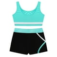 thumbnail image 4 of Kaerm Kids Girls 2 Piece Active Dancewear Outfit Crop Top and Shorts Set for Gymnastics Dancing Blue Green 12, 4 of 7