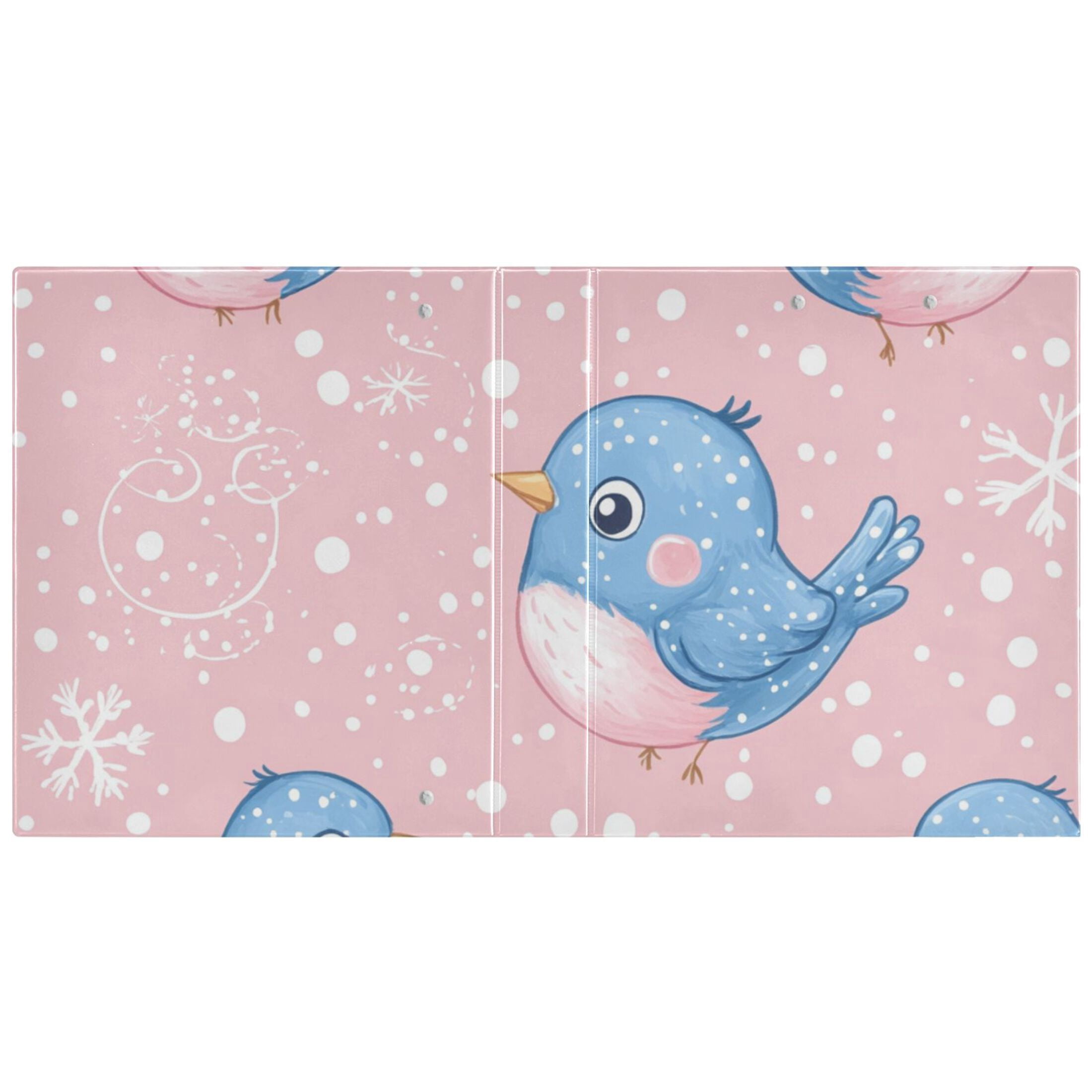 Blue Birds in Pink 3 Ring Binders 1.5 inch Hardcover File Folders with Interior Pockets A4 Size Organizer for School Office Hospital